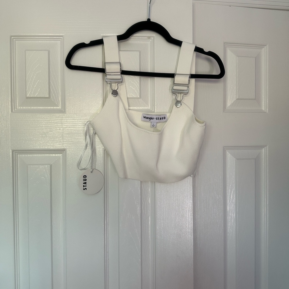 STAUD x Wrangler Cream Ribbed Top